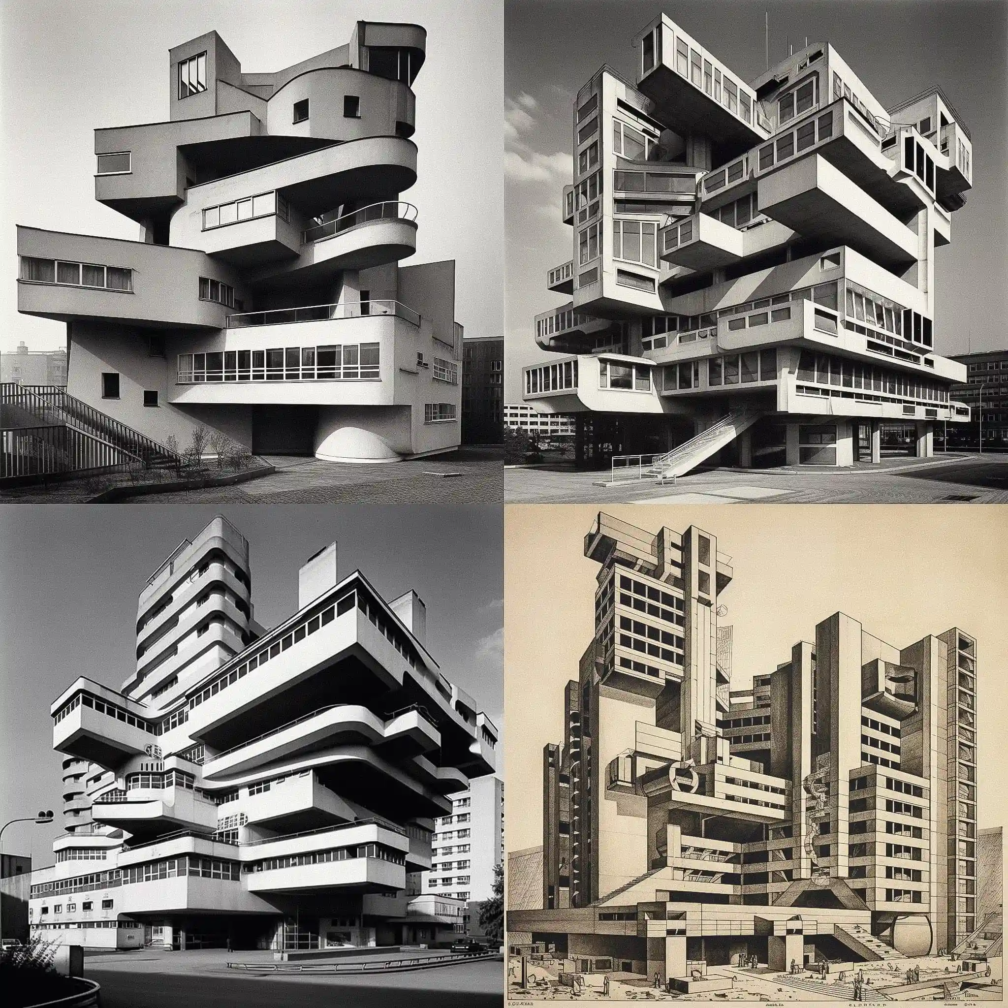 -构成主义建筑 constructivist architecture风格midjourney AI绘画作品