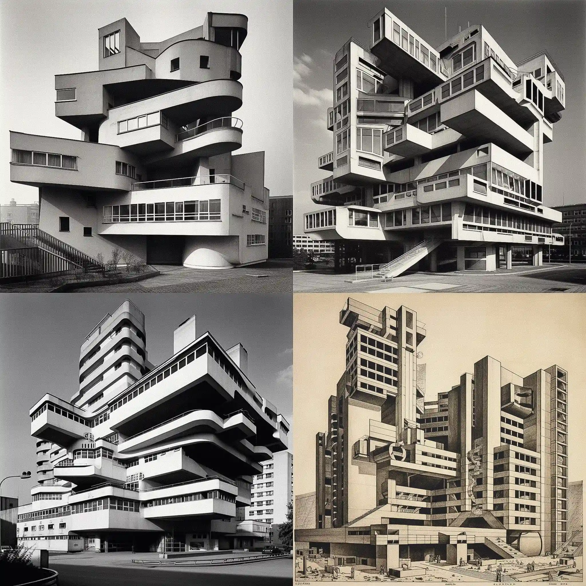 构成主义建筑 constructivist architecture风格midjourney AI绘画作品 -构成主义建筑 constructivist architecture风格midjourney AI绘画作品