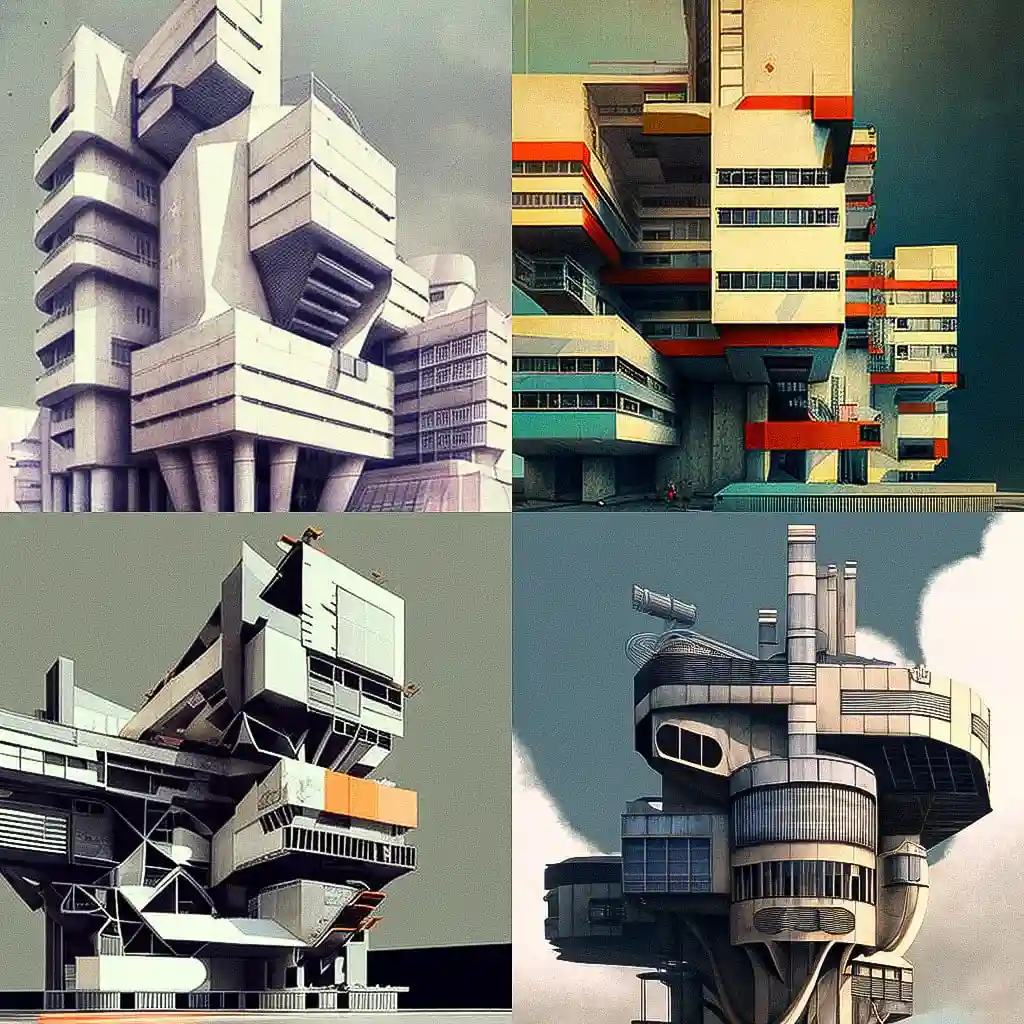 构成主义建筑 constructivist architecture风格midjourney AI绘画作品 -构成主义建筑 constructivist architecture风格midjourney AI绘画作品
